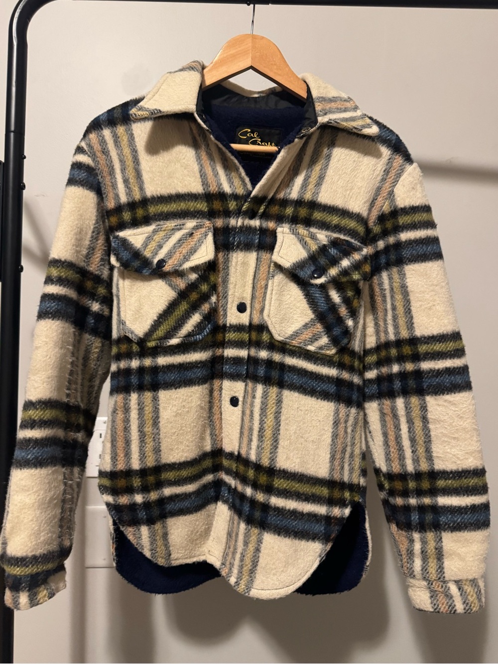Vintage Cal Craft Plaid Wool Jacket with Snap Button Closure